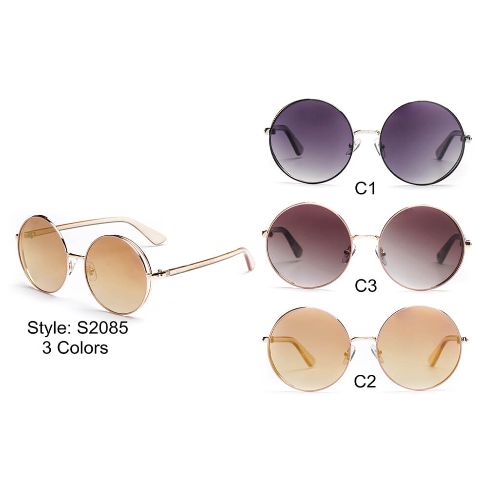 KARLSTAD Women's Classic Round Lennon Fashion Sunglasses featuring a luxurious design with halo effects.