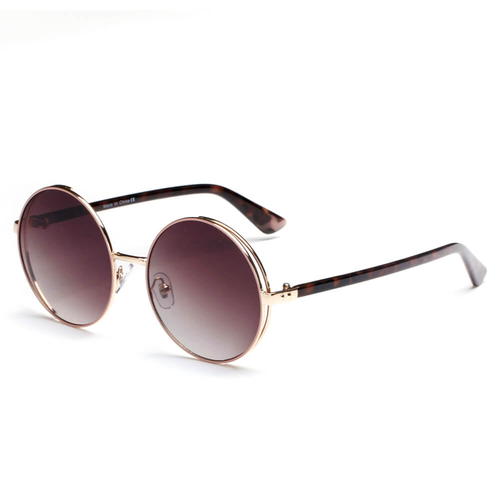 KARLSTAD Women's Classic Round Lennon Fashion Sunglasses featuring a luxurious design with halo effects.