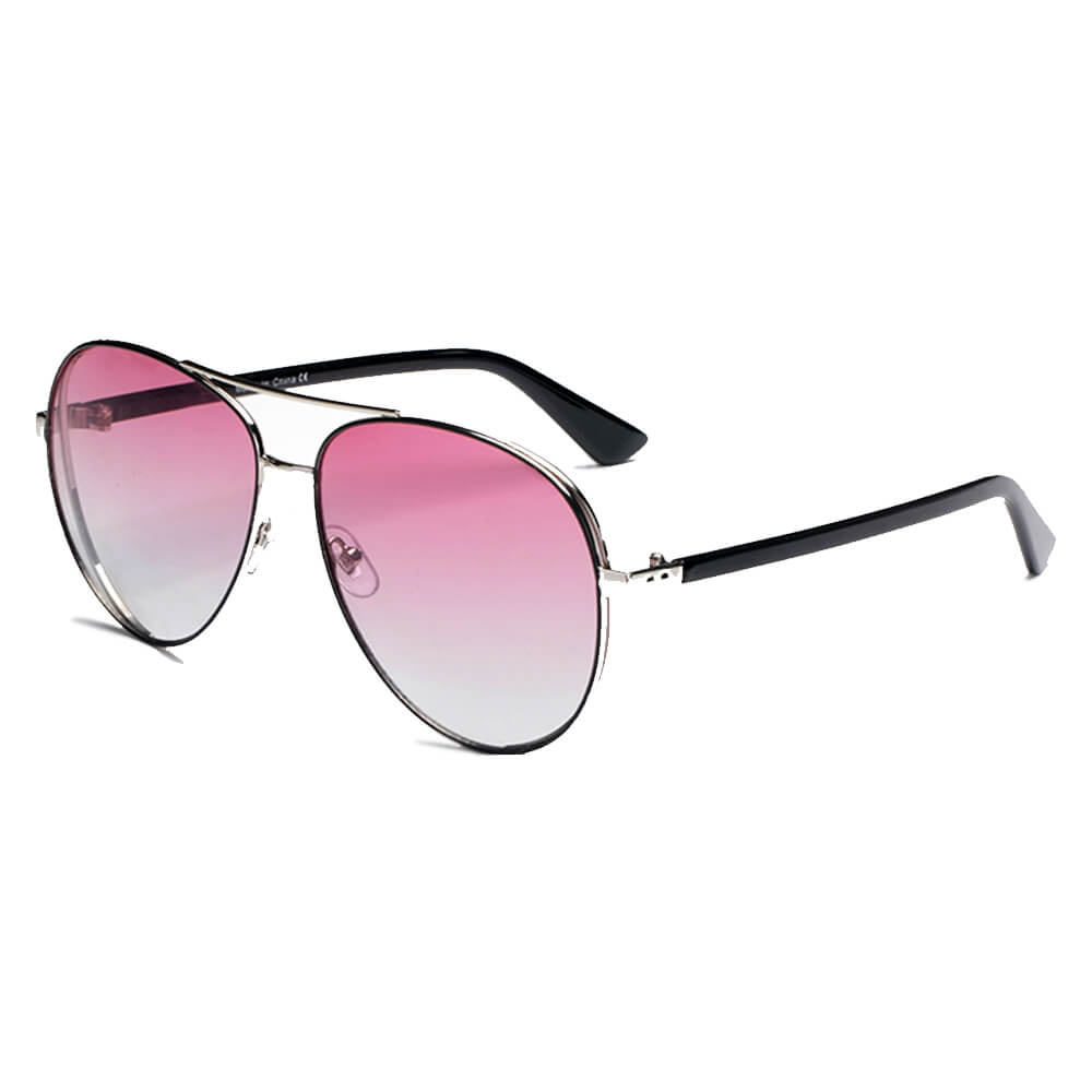 Kearny Classic Flat Top Brow Bar Aviator Fashion Sunglasses with metal frame and polycarbonate lenses, showcasing a stylish design.