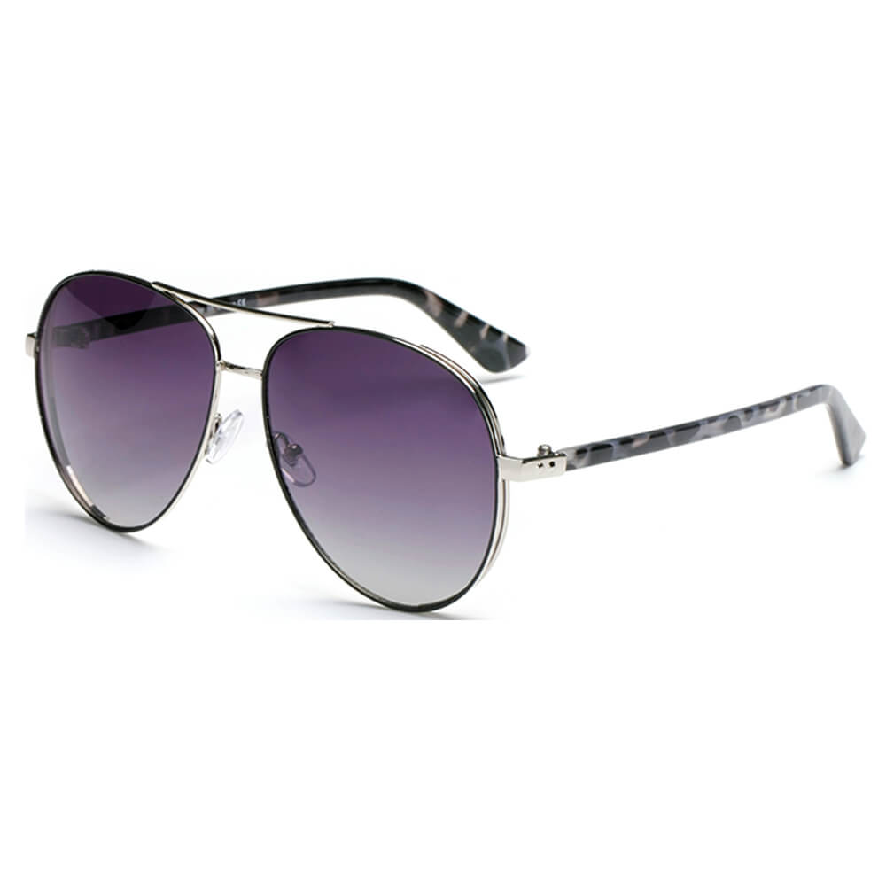 Kearny Classic Flat Top Brow Bar Aviator Fashion Sunglasses with metal frame and polycarbonate lenses, showcasing a stylish design.