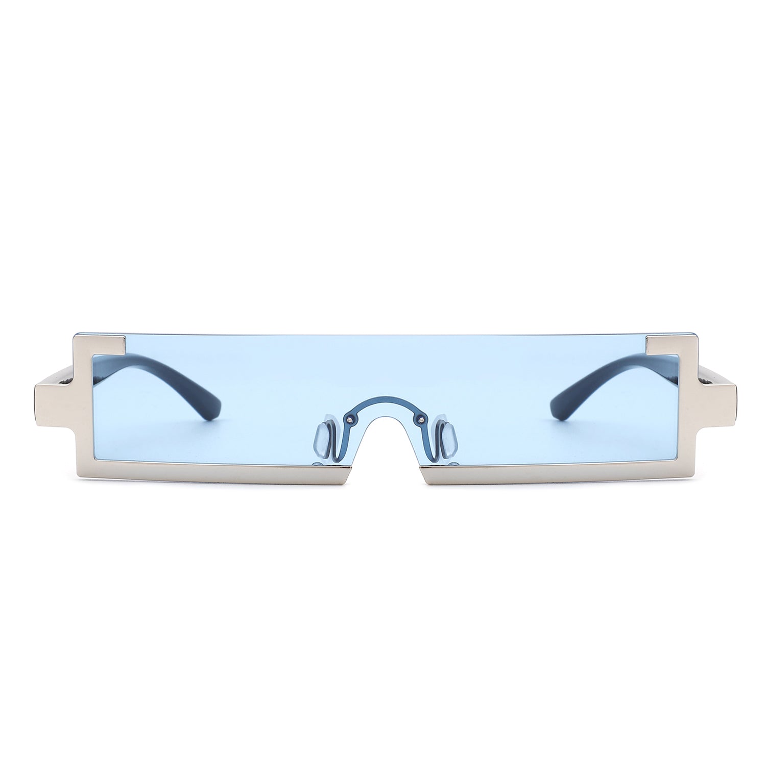 Kelestra Retro Rectangular Narrow Semi Rimless Vintage Slim Fashion glasses with a stylish plastic frame and clear lenses.