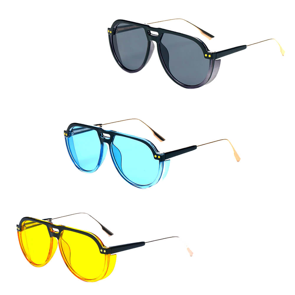 KRAKOW Modern Round Carrera Style Aviator Fashion Sunglasses with a sleek design and lip shield for UV protection.