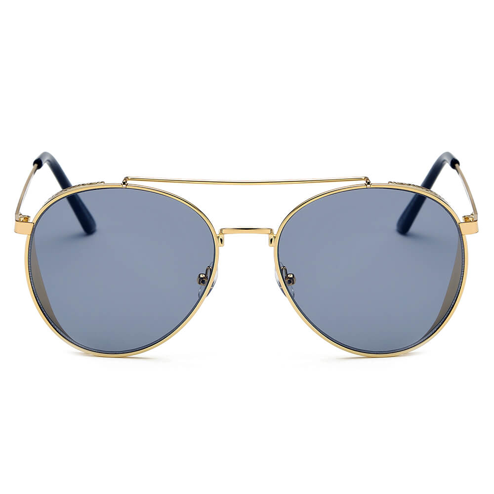 LAREDO Modern Aviator Brow Bar Fashion Sunglasses with metal frame and polycarbonate lenses, showcasing a stylish design.