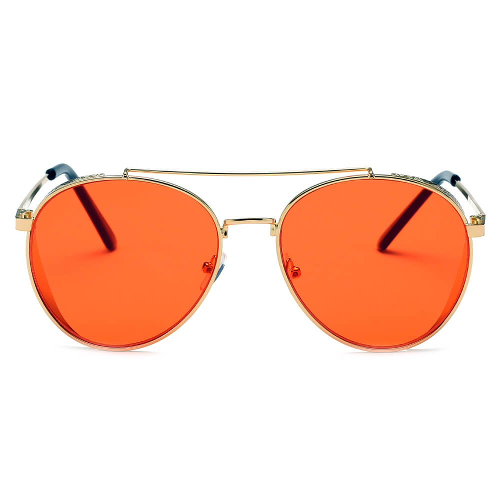 LAREDO Modern Aviator Brow Bar Fashion Sunglasses with metal frame and polycarbonate lenses, showcasing a stylish design.