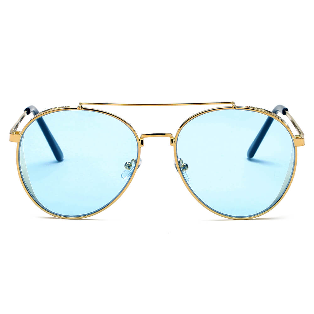 LAREDO Modern Aviator Brow Bar Fashion Sunglasses with metal frame and polycarbonate lenses, showcasing a stylish design.