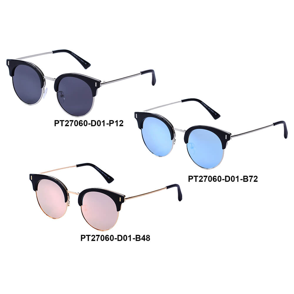 LATINA Women Round Cat Eye Fashion Sunglasses with a stylish metal frame and polarized lenses, perfect for fashionable women.