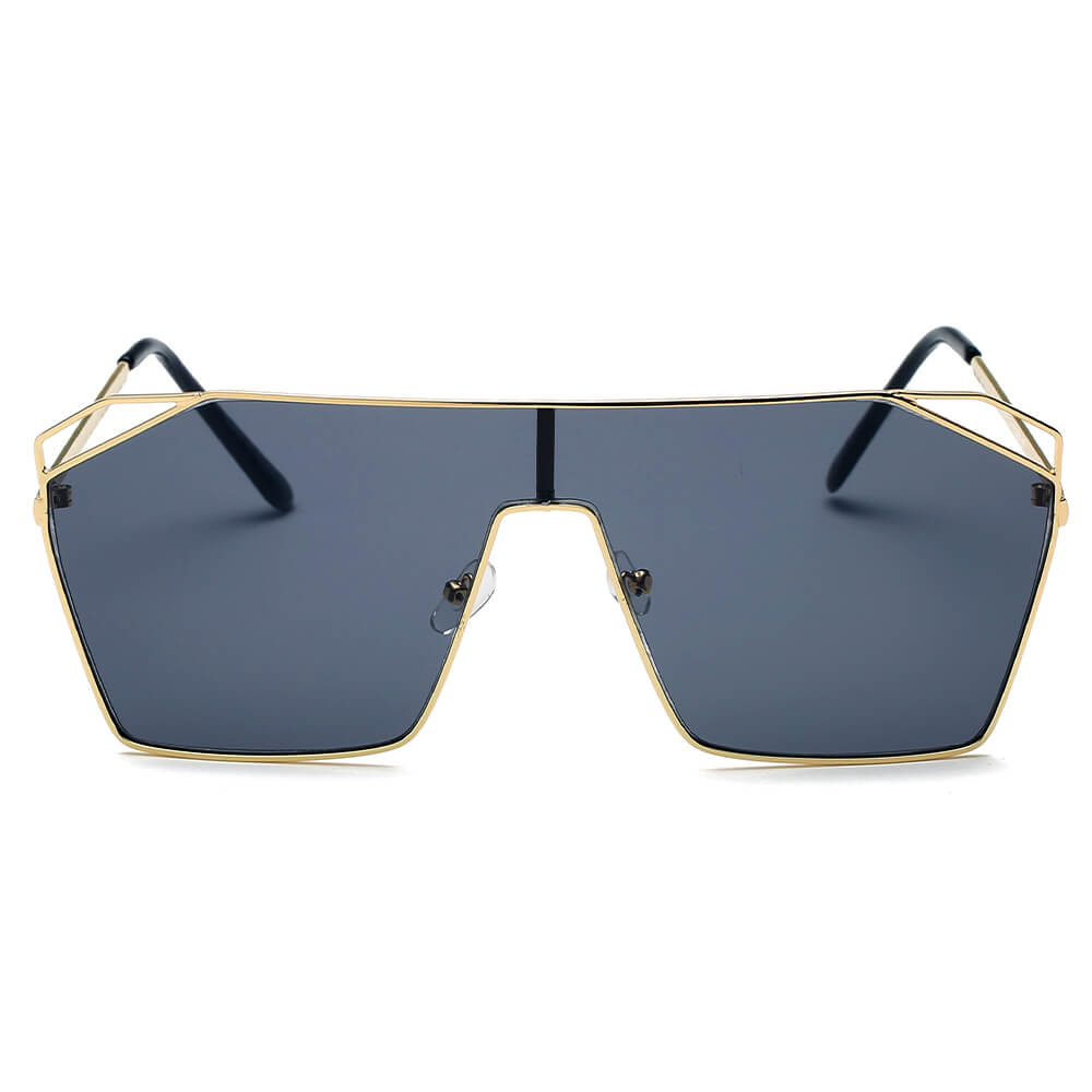 LAVAL S2071 Flat Top Metal Oversize Square Fashion Sunglasses with a sleek design and protective lenses.