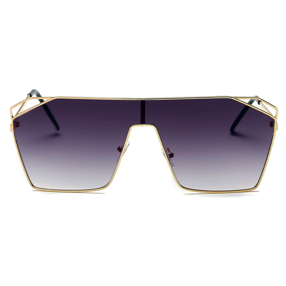 LAVAL S2071 Flat Top Metal Oversize Square Fashion Sunglasses with a sleek design and protective lenses.