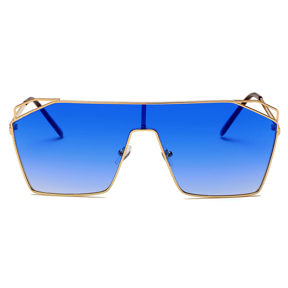 LAVAL S2071 Flat Top Metal Oversize Square Fashion Sunglasses with a sleek design and protective lenses.