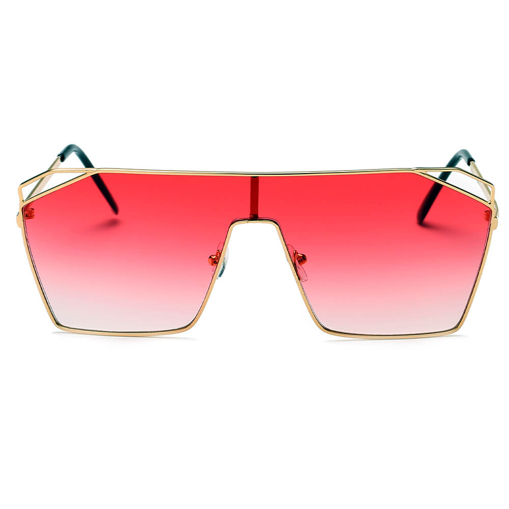 LAVAL S2071 Flat Top Metal Oversize Square Fashion Sunglasses with a sleek design and protective lenses.