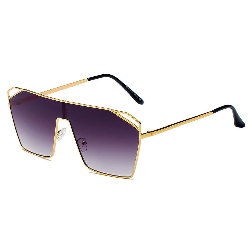 LAVAL S2071 Flat Top Metal Oversize Square Fashion Sunglasses with a sleek design and protective lenses.