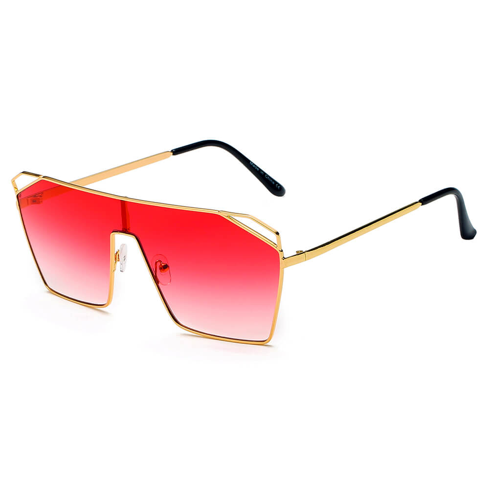 LAVAL S2071 Flat Top Metal Oversize Square Fashion Sunglasses with a sleek design and protective lenses.