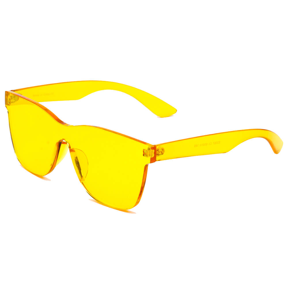 LEMOORE Retro Flat Lens sunglasses in colorful square rimless design, showcasing tinted lenses and stylish frame.