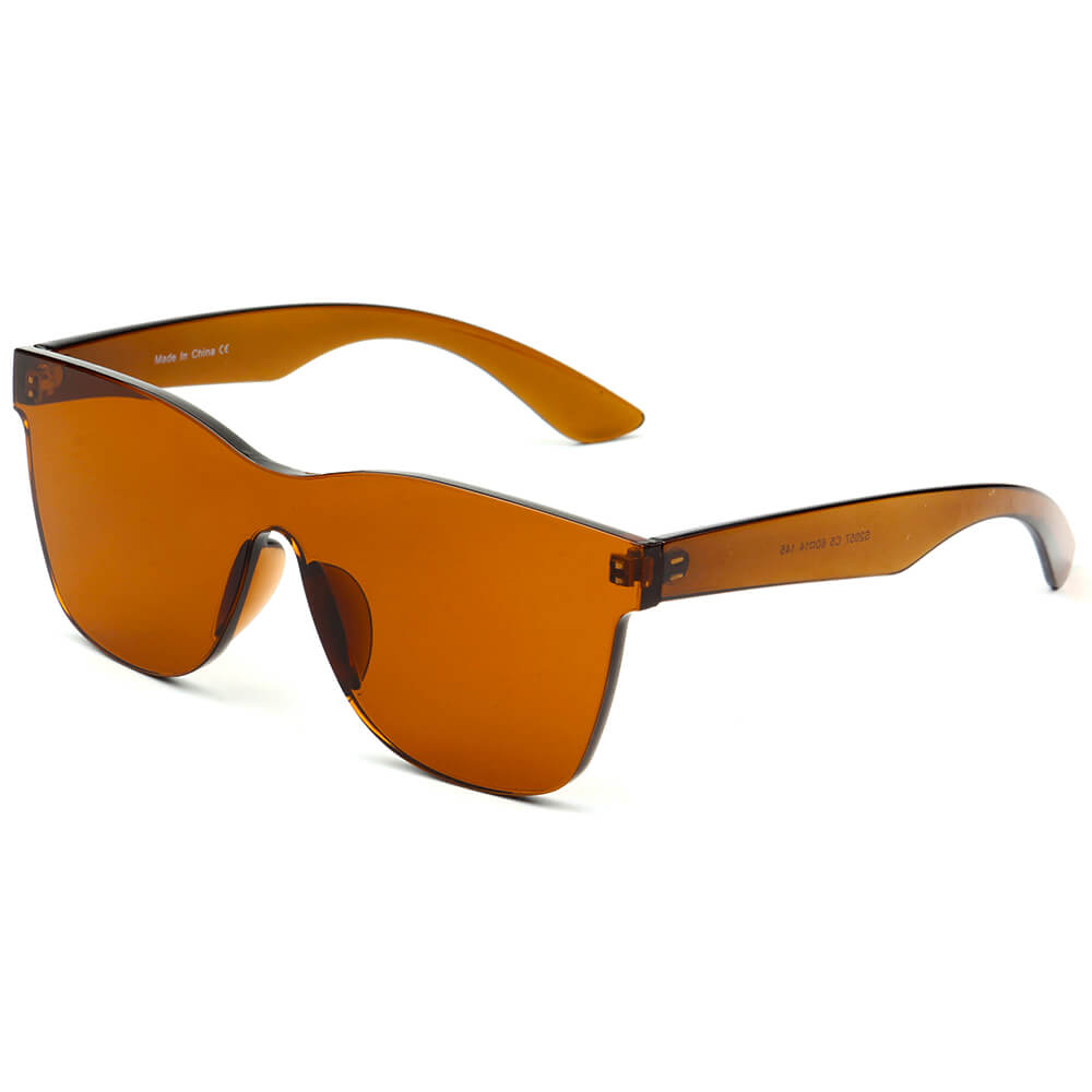 LEMOORE Retro Flat Lens sunglasses in colorful square rimless design, showcasing tinted lenses and stylish frame.