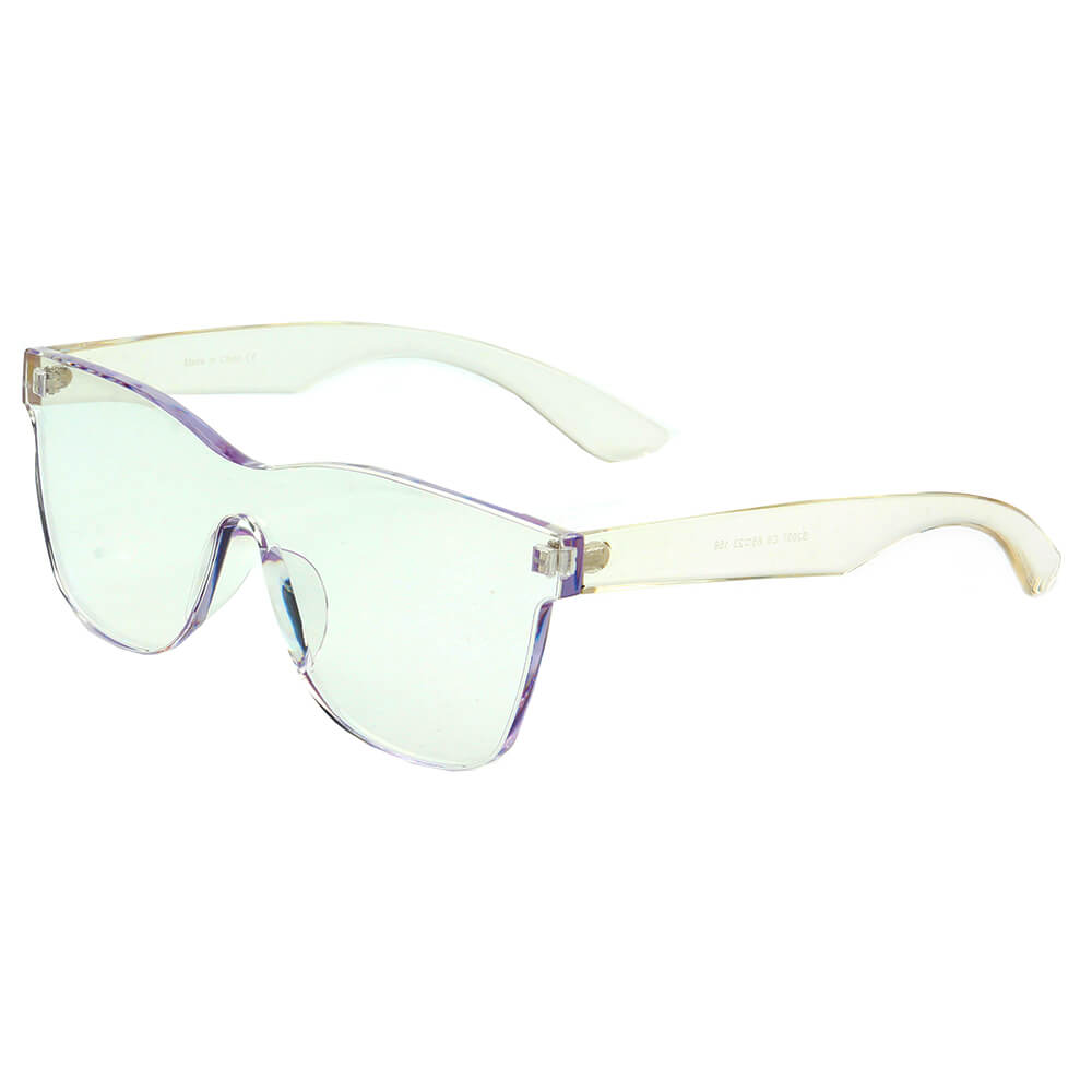 LEMOORE Retro Flat Lens sunglasses in colorful square rimless design, showcasing tinted lenses and stylish frame.