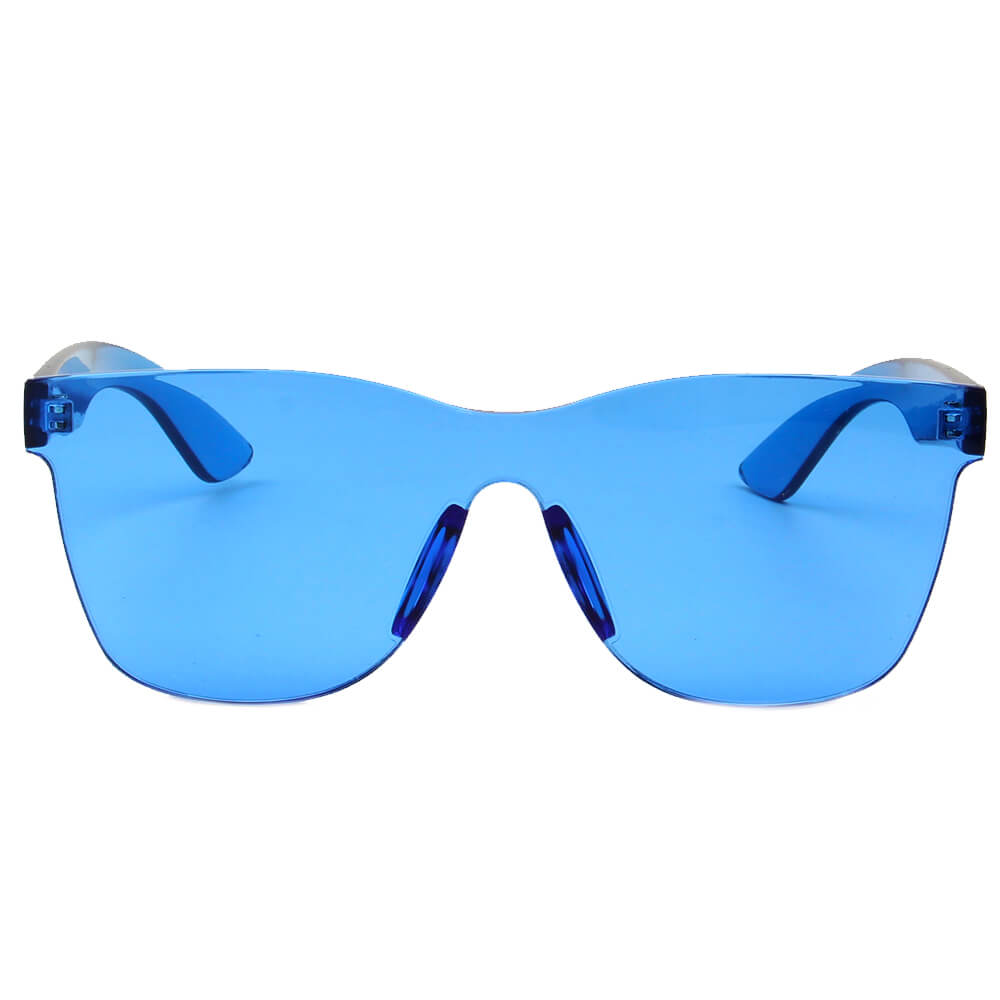 LEMOORE Retro Flat Lens sunglasses in colorful square rimless design, showcasing tinted lenses and stylish frame.