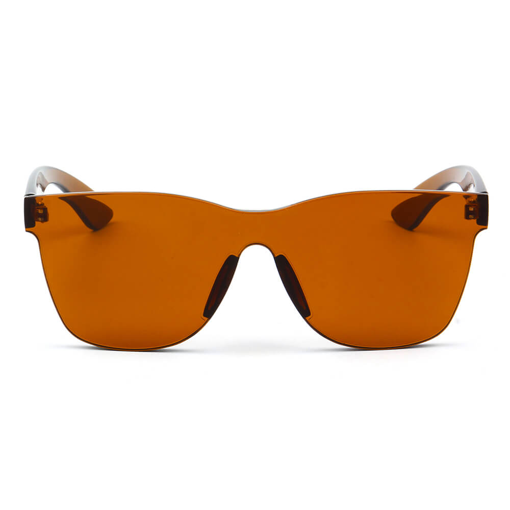 LEMOORE Retro Flat Lens sunglasses in colorful square rimless design, showcasing tinted lenses and stylish frame.