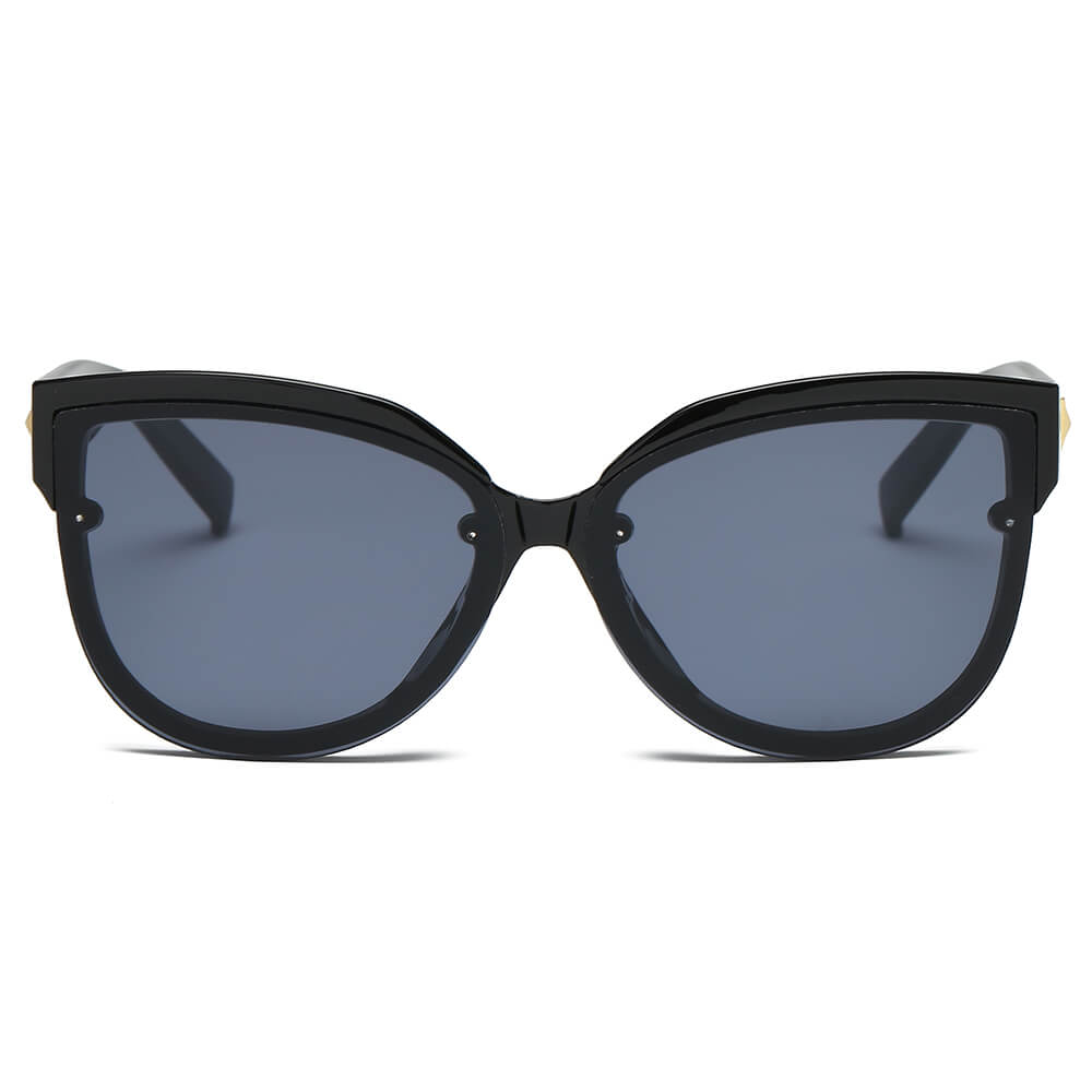 LENOIR Women Oversized Mirrored Cat Eye Sunglasses featuring a stylish oversized design with mirrored lenses and a durable plastic frame.