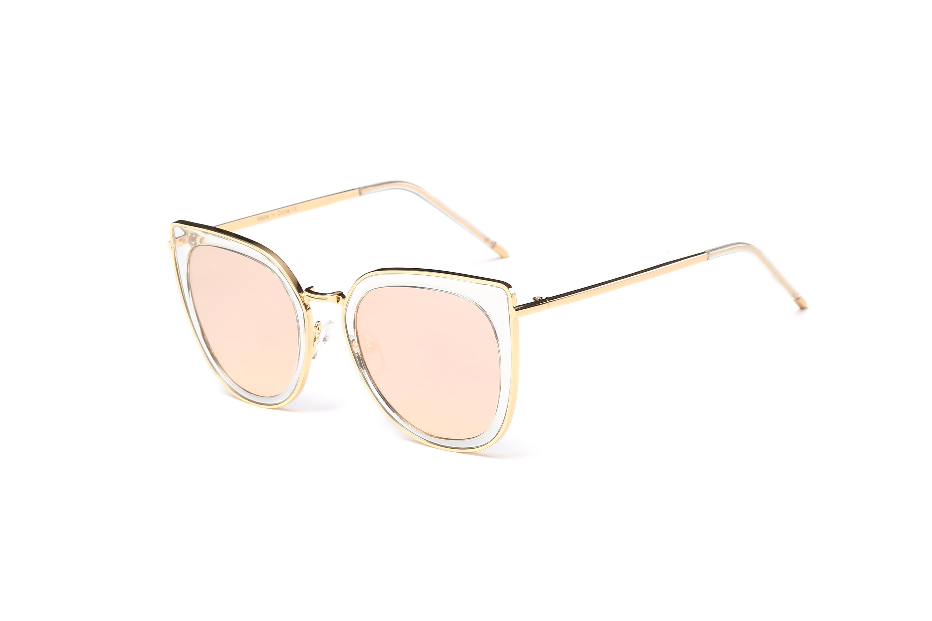 Mabel Women Classic Metal Round Cat Eye Oversized Sunglasses with UV protection, featuring a stylish cat eye design and durable metal frame.