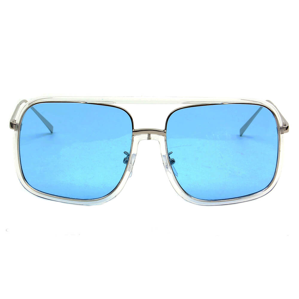 MAGNA Oversized Pillowed Square Aviator sunglasses with a stylish metal frame and PC lenses, offering UV protection.