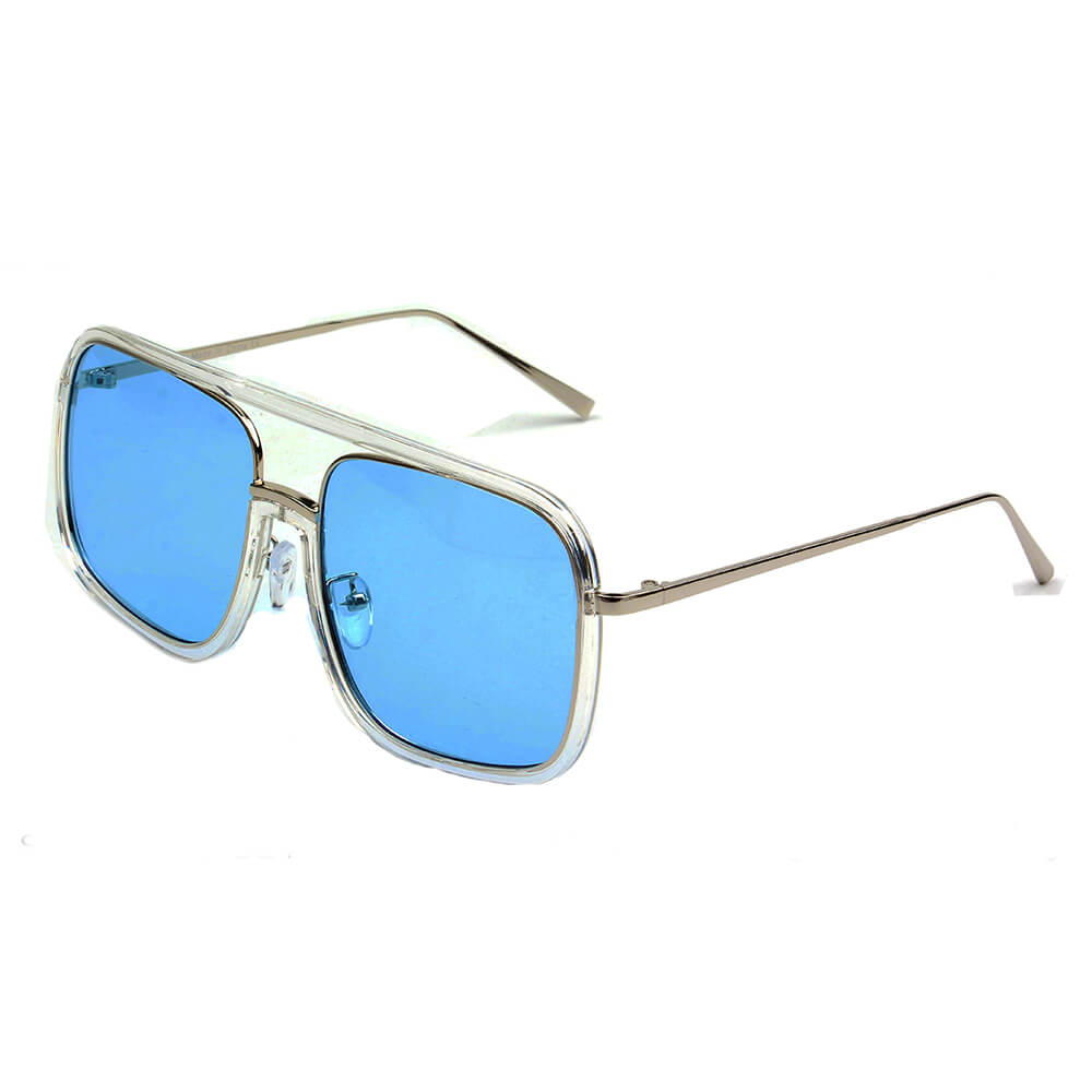 MAGNA Oversized Pillowed Square Aviator sunglasses with a stylish metal frame and PC lenses, offering UV protection.