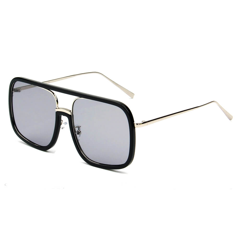 MAGNA Oversized Pillowed Square Aviator sunglasses with a stylish metal frame and PC lenses, offering UV protection.