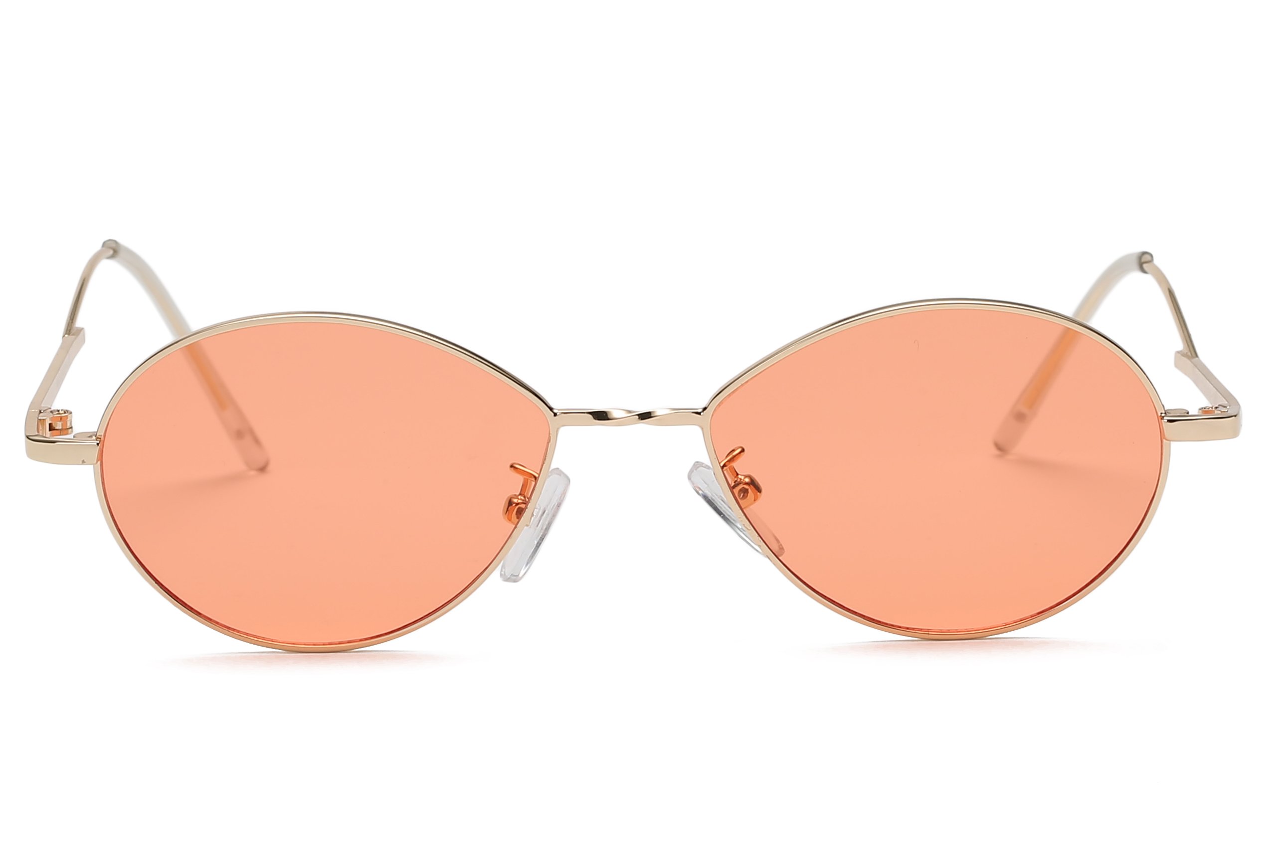 Marlowe Women Retro Vintage Metal Oval Round Fashion Sunglasses with a stylish metal frame and PC lenses, offering UV protection.