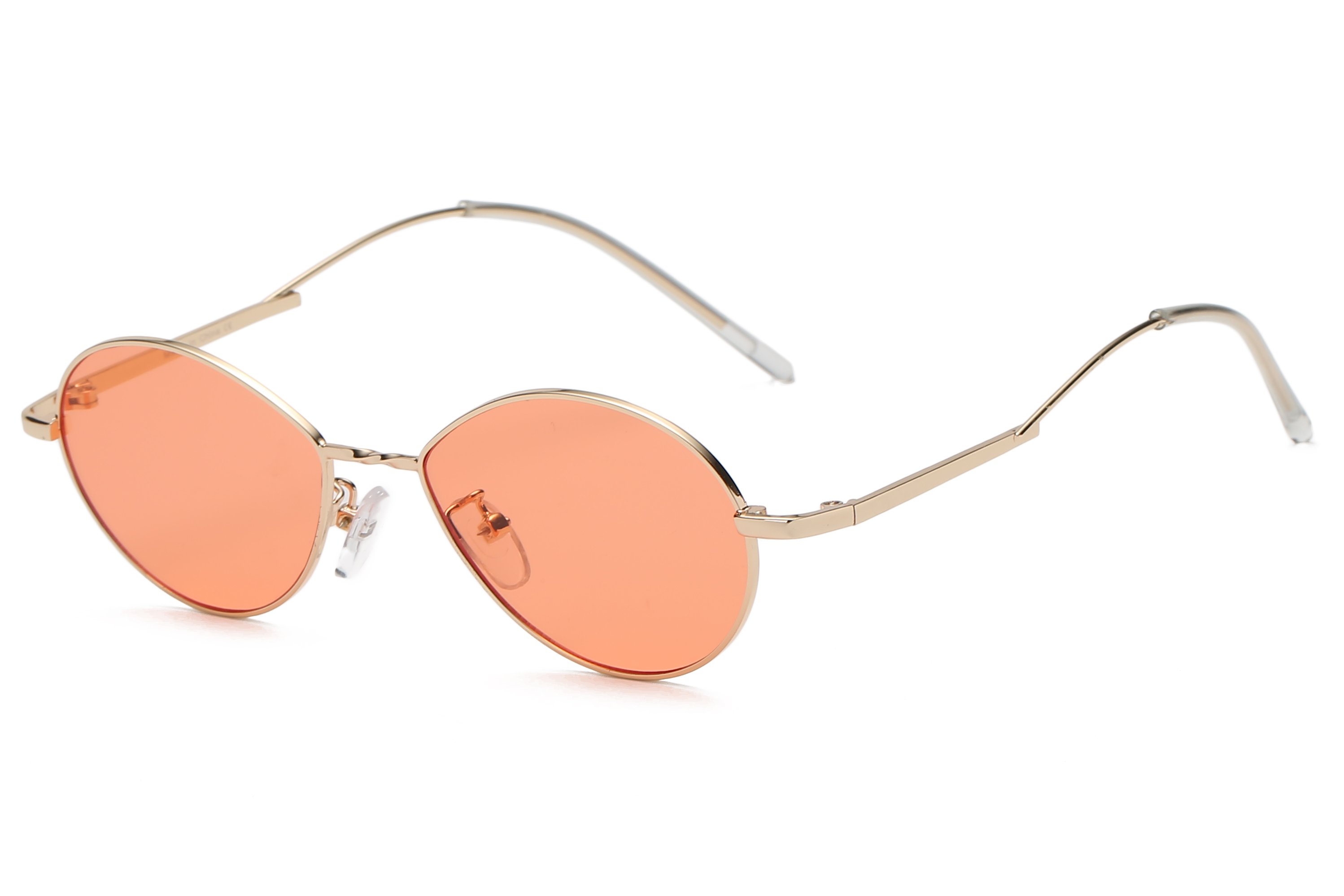 Marlowe Women Retro Vintage Metal Oval Round Fashion Sunglasses with a stylish metal frame and PC lenses, offering UV protection.