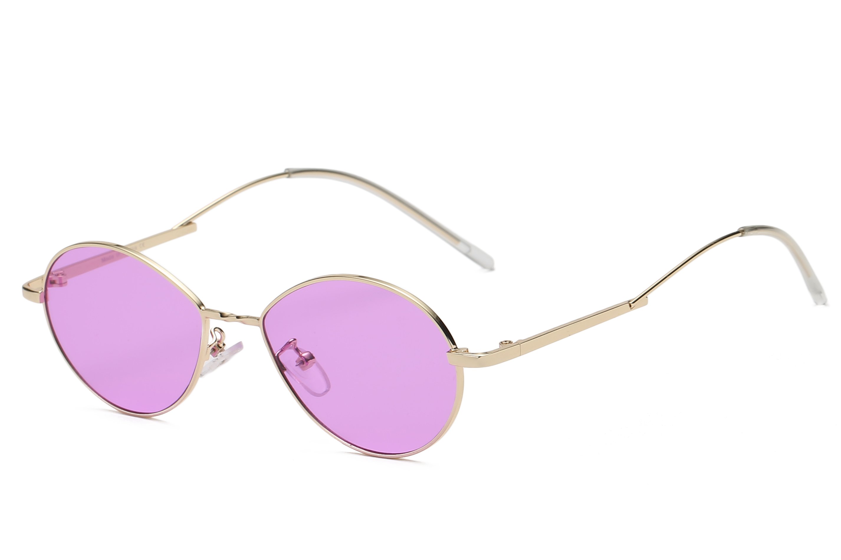 Marlowe Women Retro Vintage Metal Oval Round Fashion Sunglasses with a stylish metal frame and PC lenses, offering UV protection.