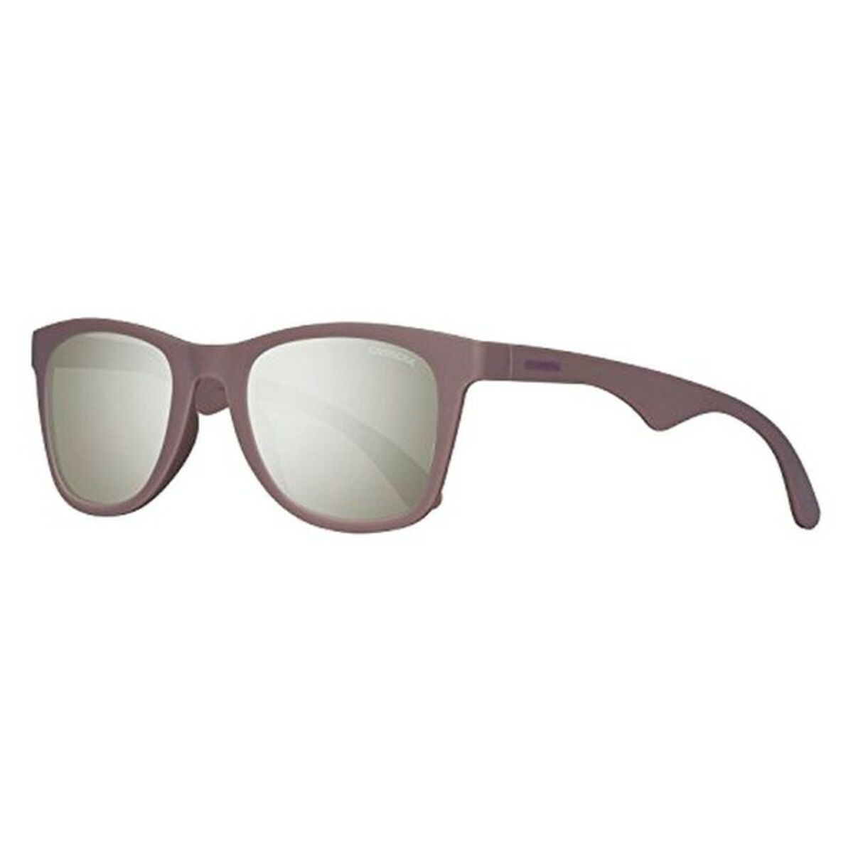 Purple wayfarer-style sunglasses.