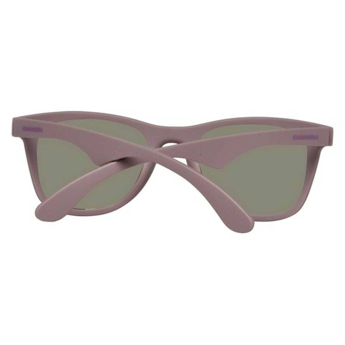 Pink-framed sunglasses with green lenses.