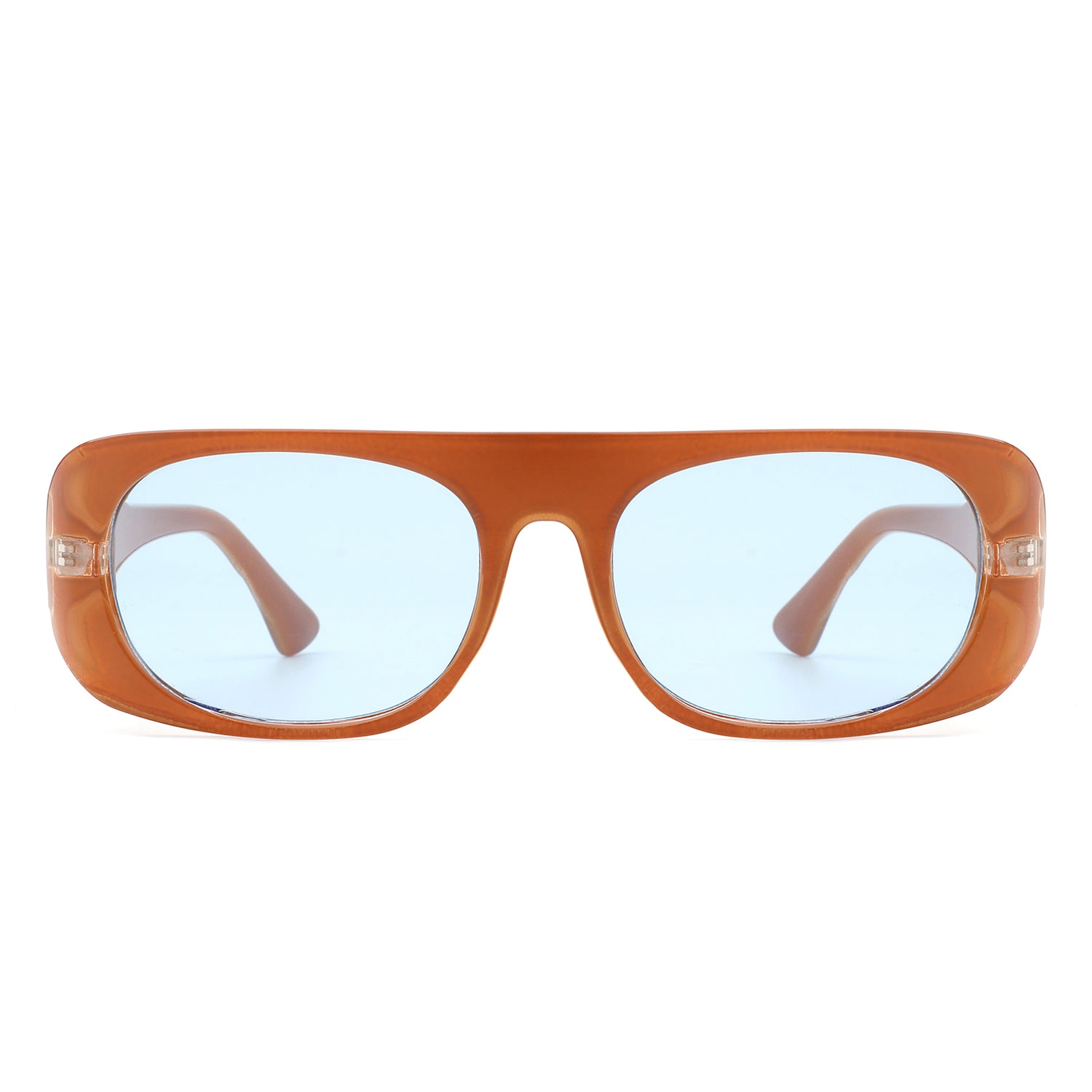 Midnites Rectangle Retro Oval Fashion Flat Top Vintage Sunglasses with plastic frame and PC lenses, offering stylish UV protection.