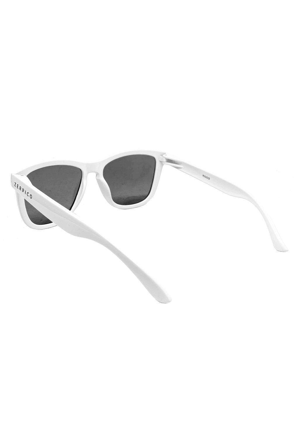 MOOD Wayfarer V2 - Ace sunglasses featuring a white frame and black polarized lenses, perfect for stylish outdoor adventures.