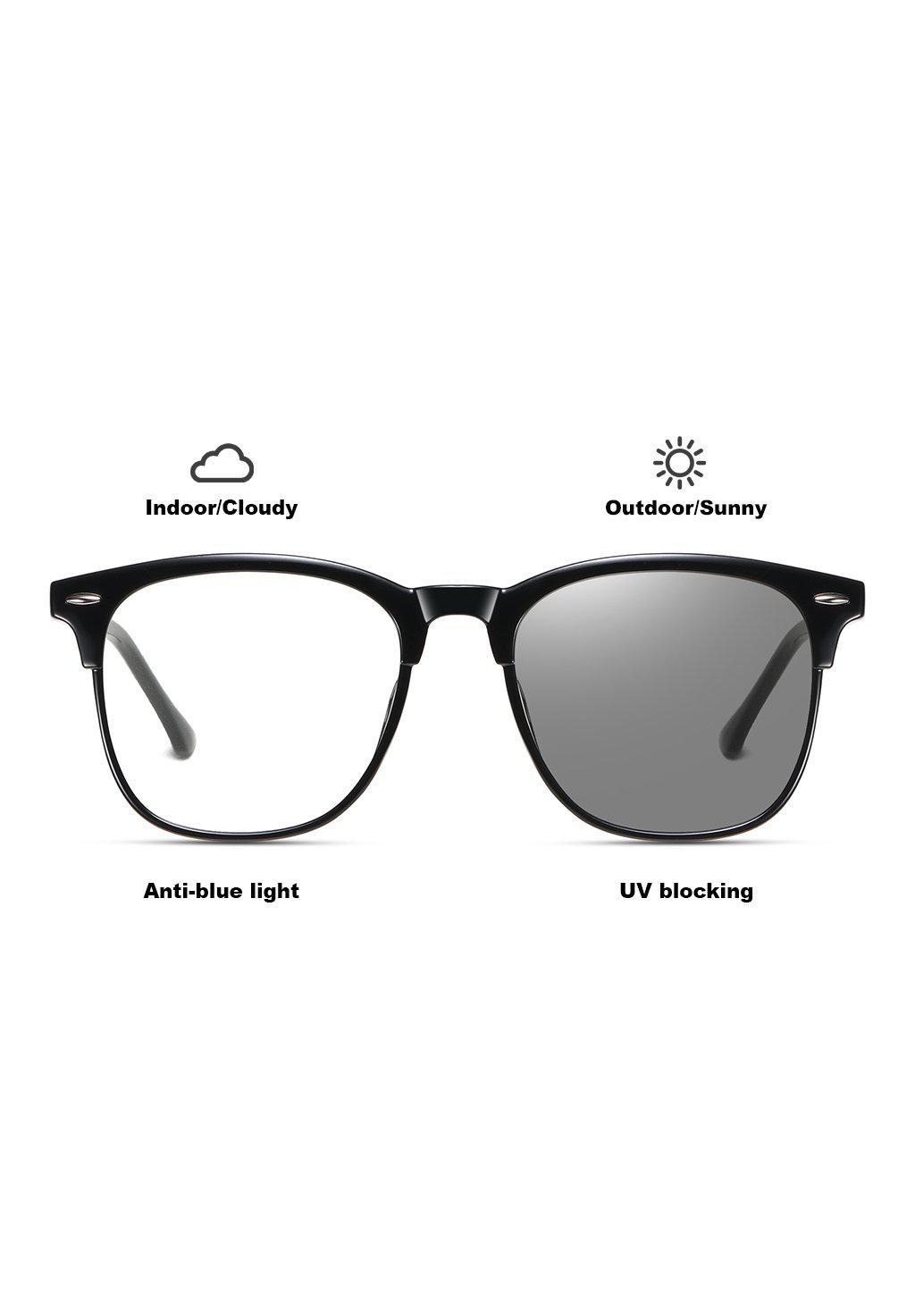 Icon anti blue-light glasses featuring a stylish wayfarer and clubmaster design, available in multiple colors.