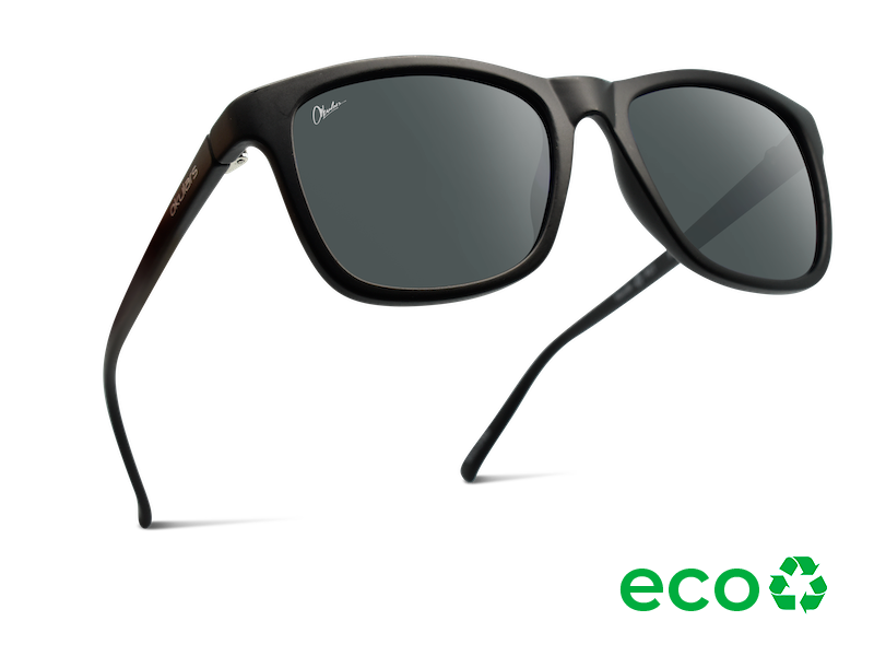 Okulars Eco Nordic Black sunglasses made from 100% recycled materials, featuring a matte finish and UV400 lenses.