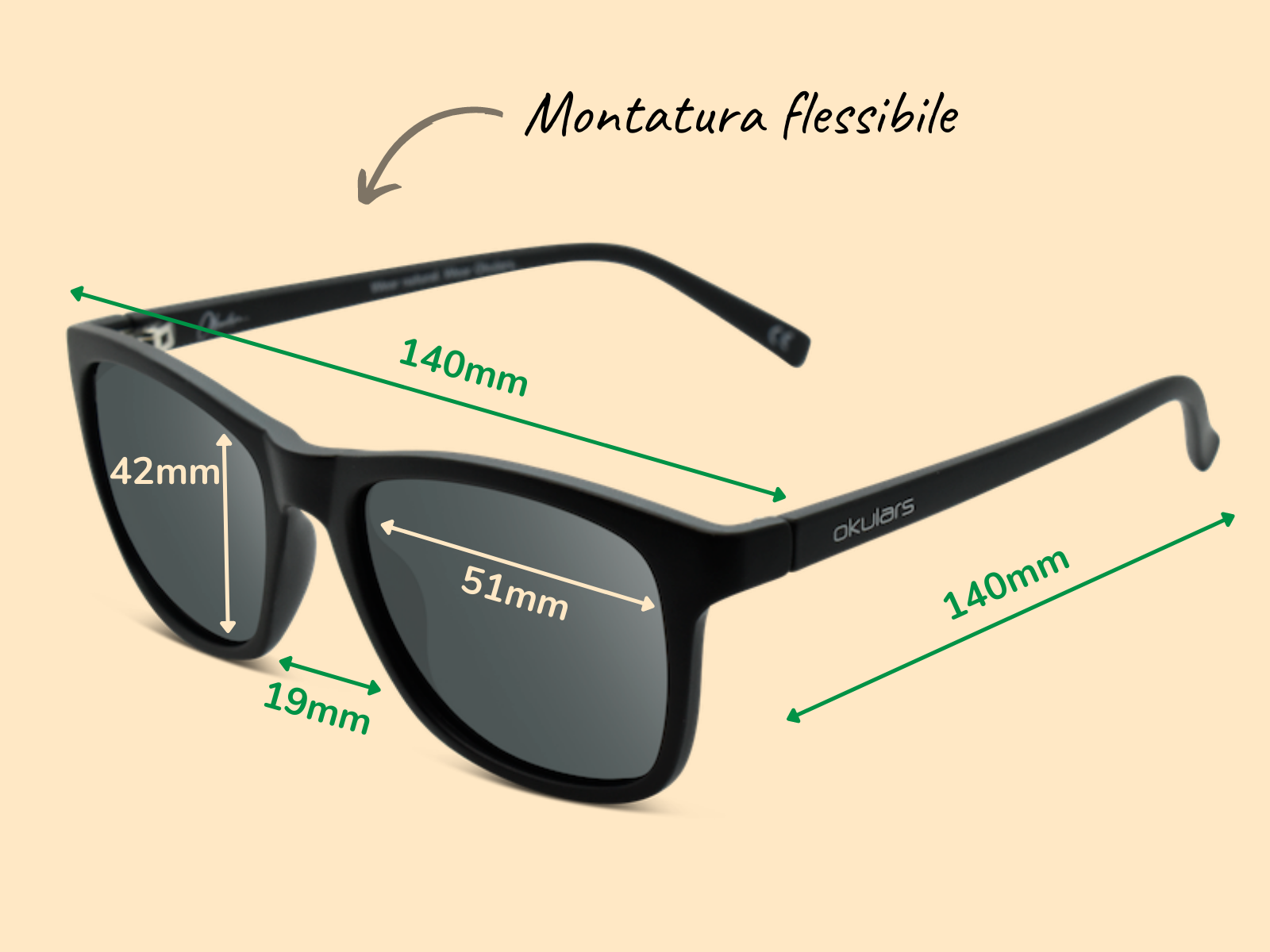 Okulars Eco Nordic Black sunglasses made from 100% recycled materials, featuring a matte finish and UV400 lenses.