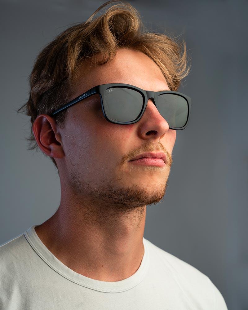 Okulars Eco Nordic Black sunglasses made from 100% recycled materials, featuring a matte finish and UV400 lenses.