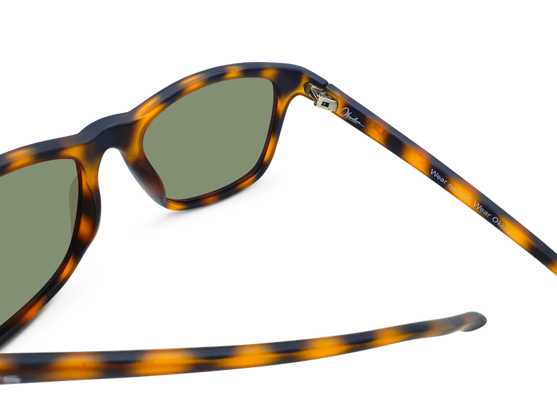 Okulars Eco Nordic Kelp sunglasses made from recycled materials, featuring a matte finish and UV400 protection.