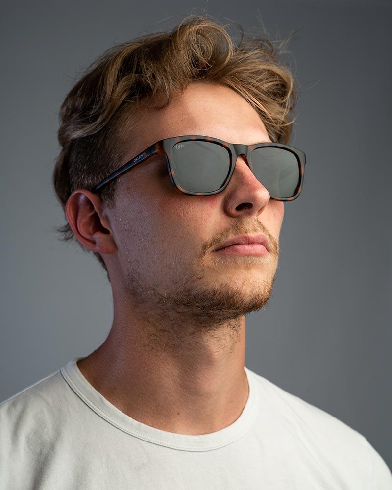 Okulars Eco Nordic Kelp sunglasses made from recycled materials, featuring a matte finish and UV400 protection.