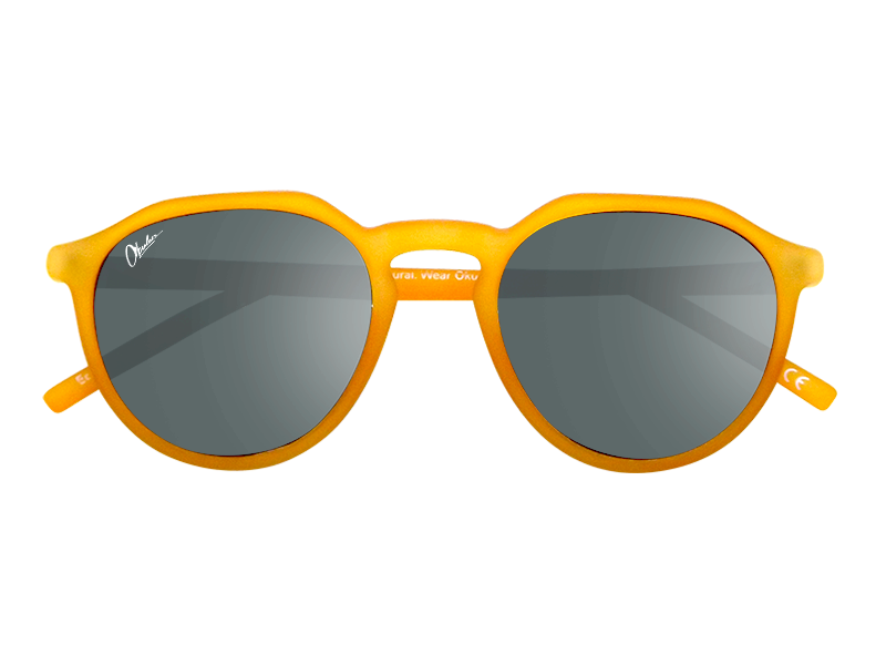 Okulars Eco Pacific Amber Black sunglasses with a matte finish, showcasing a stylish design made from recycled materials.