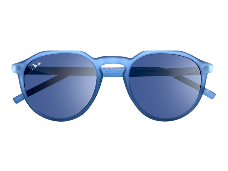 Okulars Eco Pacific Ocean Blue sunglasses made from recycled materials, featuring a matte finish and UV400 lenses.