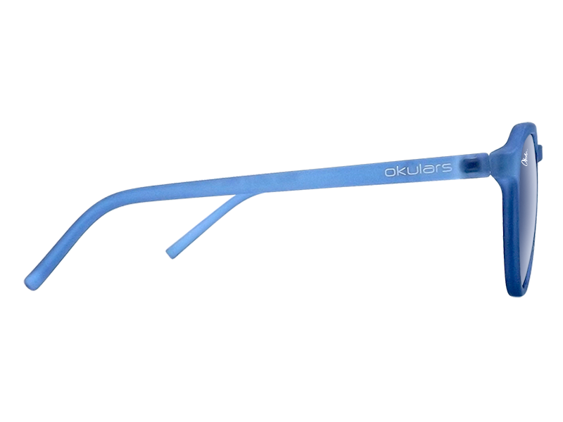 Okulars Eco Pacific Ocean Blue sunglasses made from recycled materials, featuring a matte finish and UV400 lenses.