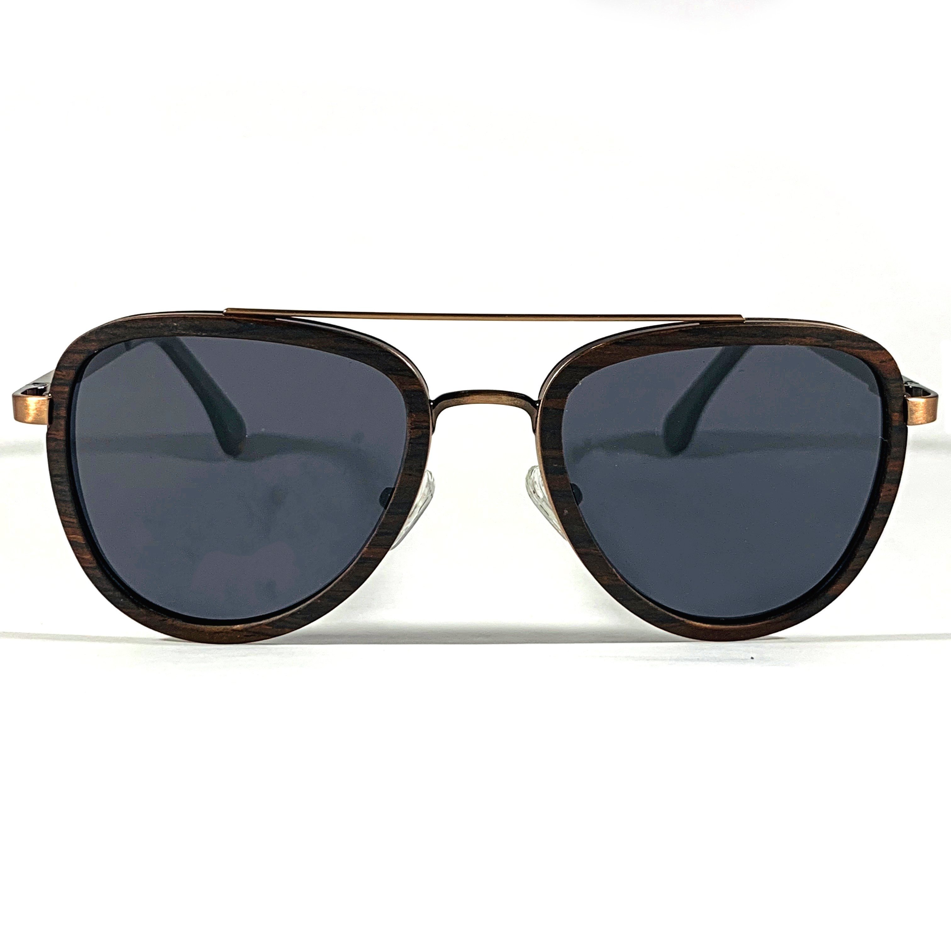 Old 4th Ward sunglasses made from ebony wood with polarized grey lenses, showcasing a stylish and durable design.