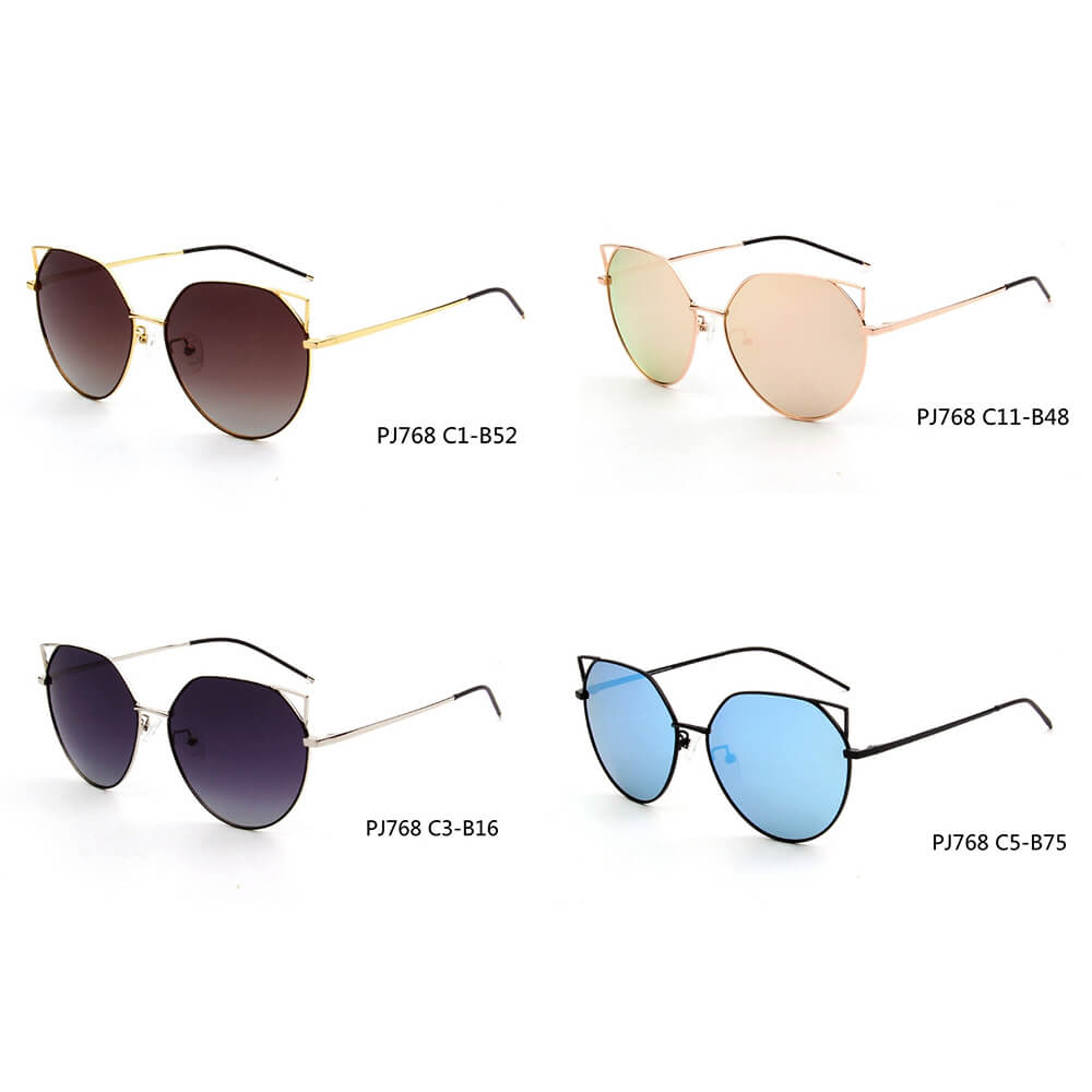 PROVENCE Women Polarized Round Cat Eye Sunglasses featuring a stylish cat eye design with a metal frame and polarized lenses.