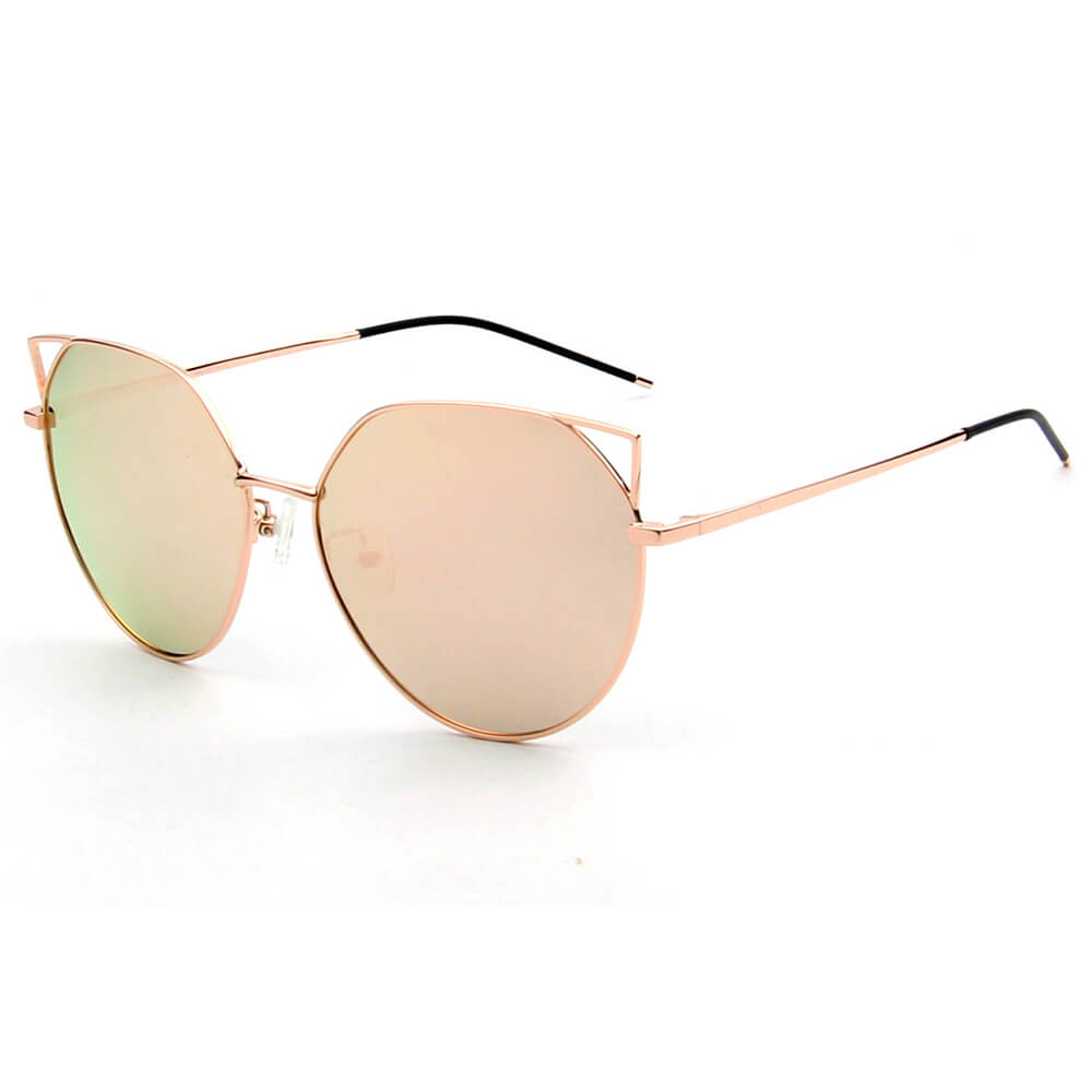 PROVENCE Women Polarized Round Cat Eye Sunglasses featuring a stylish cat eye design with a metal frame and polarized lenses.