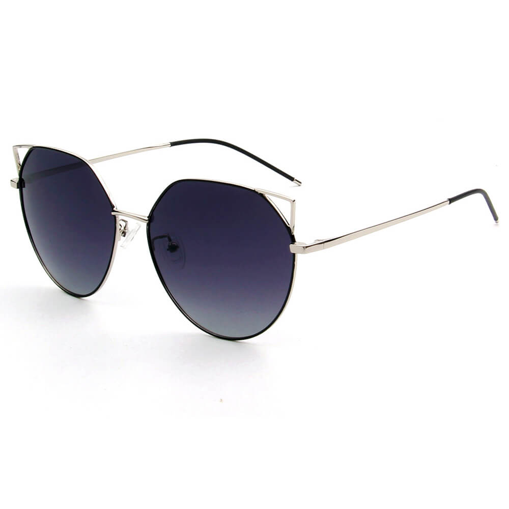 PROVENCE Women Polarized Round Cat Eye Sunglasses featuring a stylish cat eye design with a metal frame and polarized lenses.