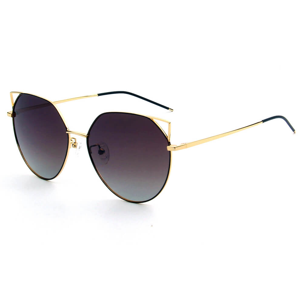 PROVENCE Women Polarized Round Cat Eye Sunglasses featuring a stylish cat eye design with a metal frame and polarized lenses.