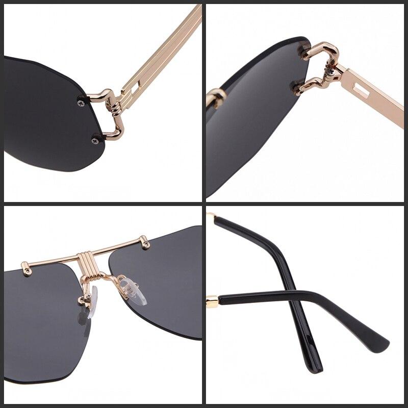 Retro rimless oversized sunglasses for men and women, featuring a vintage shield design with red mirrored lenses.