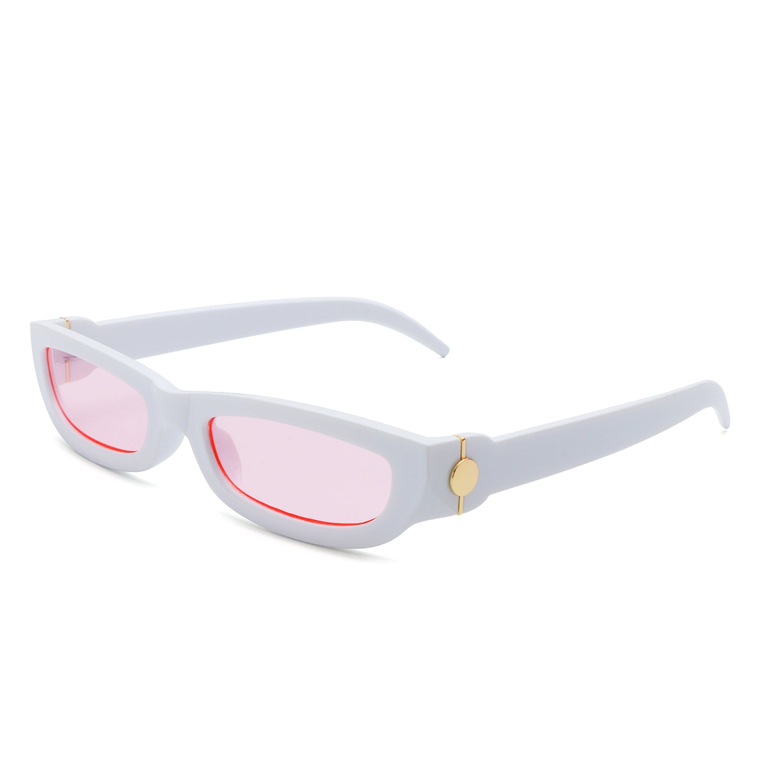 Skybloom Retro Rectangle Narrow Tinted Sunglasses with a stylish design, featuring a plastic frame and tinted lenses for UV protection.