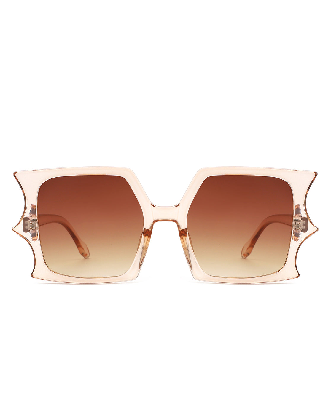 Cramilo Flat Top Bat Wing Irregular Sunglasses featuring a unique bat wing design with a flat top browline, lightweight plastic frames, and polycarbonate lenses.